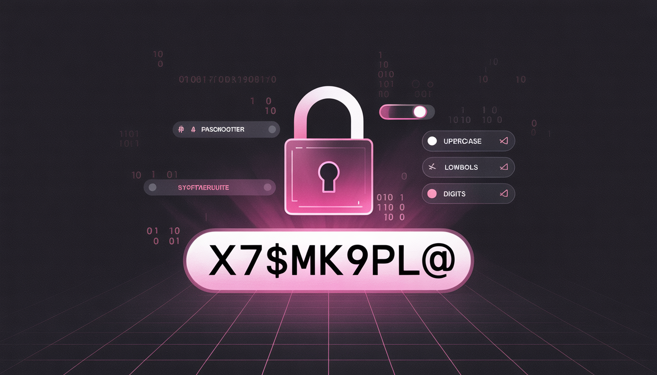 Strong randomly generated password shown next to a padlock icon