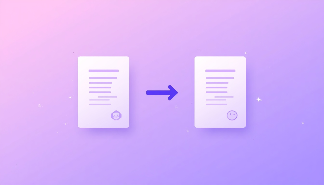 AI-generated text being transformed into natural human writing on screen